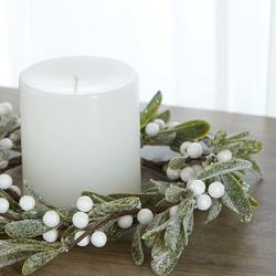 Glittered Artificial Mistletoe Candle Ring