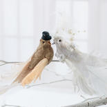 Burlap Groom and Lace Bride Bird Set
