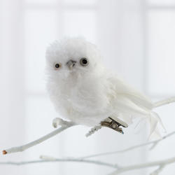 White Fuzzy Artificial Snow Owl