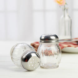 Clear Glass Shakers with Stainless Steel Tops