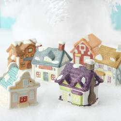 Miniature Dollhouse FAIRY GARDEN Christmas ~ TINY 1"  Snow Village Manor House 