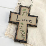 Rustic "Love" Cross Ornament