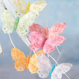 Assorted Pastel Glittered Artificial Butterflies