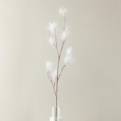 White Feather Flocked Branch