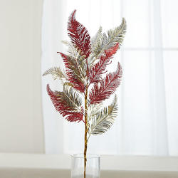 Red and Gold Glitter Fern Spray