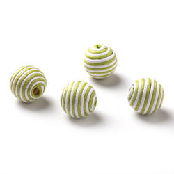Lime Striped Corded Round Beads