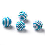 Teal Striped Corded Round Beads