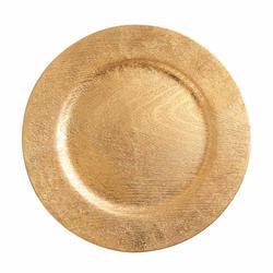 Gold Woodgrain Round Charger Plate
