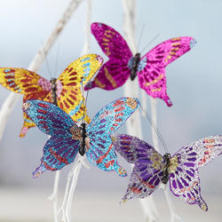 Bright Glittered Artificial Butterflies