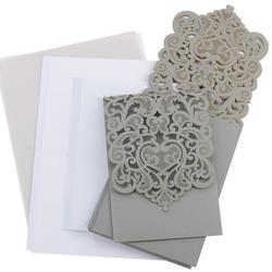 Touch of Lace Laser Cut Silver Invitation Set