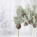 Snowy Artificial Cypress and Pinecone Picks