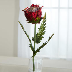 Red Glittered Artificial Thistle Stem