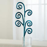 Blue Sequined Artificial Fiddlehead Frond Spray