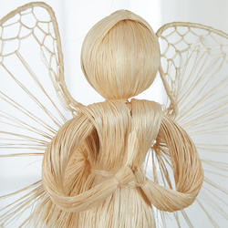 Factory Direct Craft Natural Raffia Straw Angel Doll2 Pieces 
