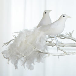 White Feathered Long Tail Artificial Birds