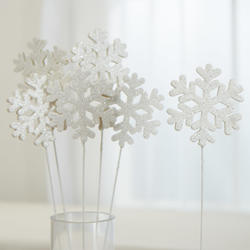White Glittered Snowflake Picks