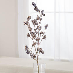 Blue Glittered Artificial Berry Cluster Spray