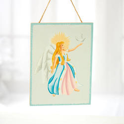 Angel with Dove Wooden Canvas Wall Art
