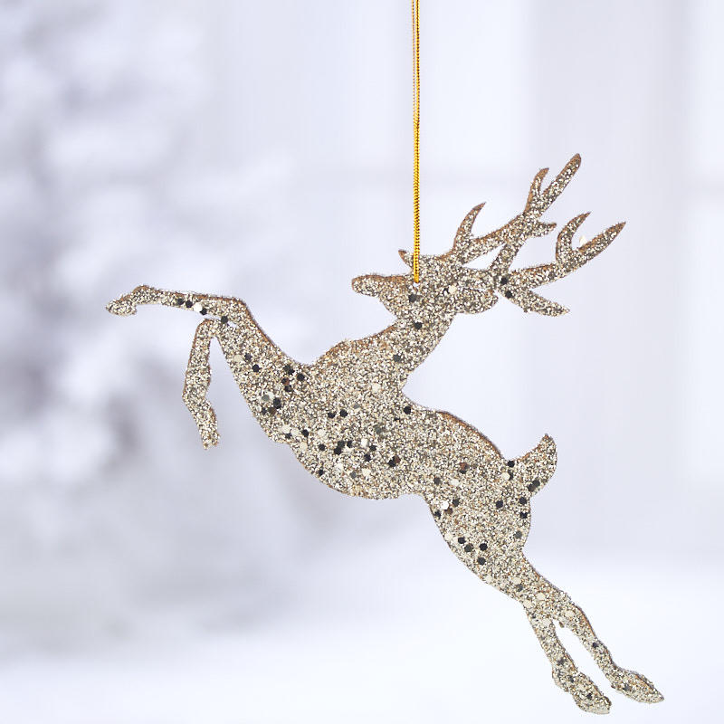 Platinum Glittered Leaping Deer Ornament - Christmas Ornaments ...