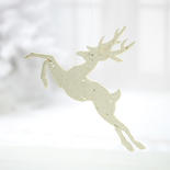 White Glittered Leaping Deer Ornament