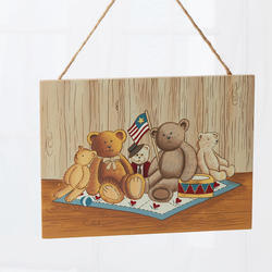 Patriotic Teddy Bears Wooden Canvas Wall Art