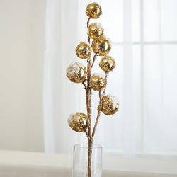 Gold Snow and Ice Covered Ornament Pick