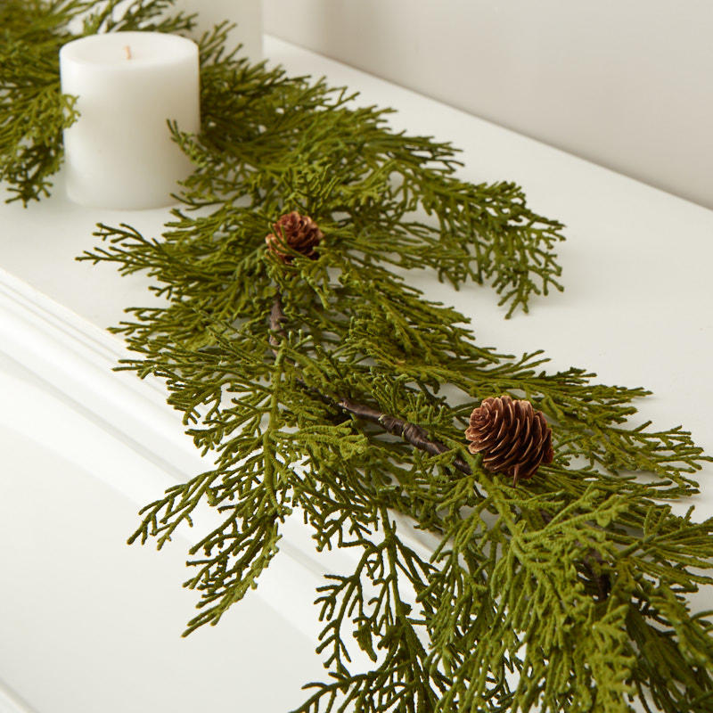 flocked artificial cedar garland - christmas garlands