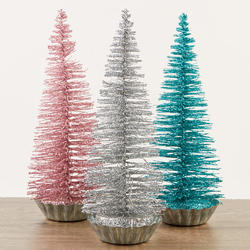 Winter Wonderland Glittered Bottle Brush Tree Set