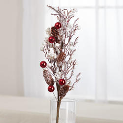 Icy White Artificial Berry and Ball Ornament Spray