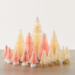 Assorted Frosted Cream and Pink Bottle Brush Trees