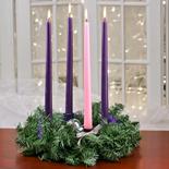 Artificial Pine Advent Wreath and Taper Candle Set