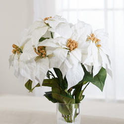 Artificial White Poinsettia Bush - Weatherproof Flower