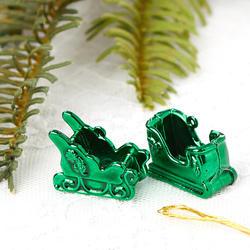 Miniature Green Sleigh Ornaments