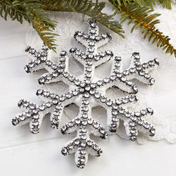 Frosted Black Rhinestone Snowflake Ornament