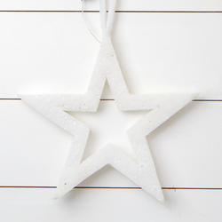 White Glittered Lighted Foam Hanging Star