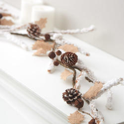 Frosted Burlap Pinecone and Bells Garland