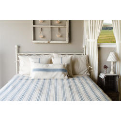 Blue Grain Sack Stripe Queen Bed Cover