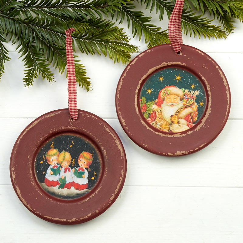 Red Christmas Decorative Plates Decorative Plates And Bowls Primitive Decor Factory Direct Craft