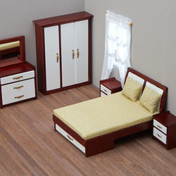 Dollhouse Miniature Wood Bedroom Set Mahogany with Settee GAMF001M CLOSE OUT 