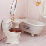 Dollhouse Miniature Ceramic Bathroom Set