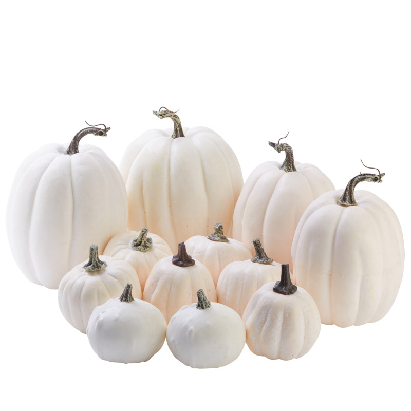 Assorted Harvest White Artificial Pumpkins - Fall and Halloween