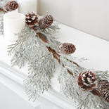 Glitter Frosted Artificial Cedar and Pinecone Garland