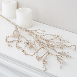 Champagne Glittered Iced Artificial Twig Spray