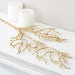 Gold Glittered Iced Artificial Twig Spray