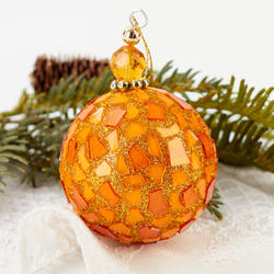 Amber Mosaic Tile Ball Ornament