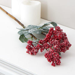 Snowy Red Artificial Berry and Leaf Spray
