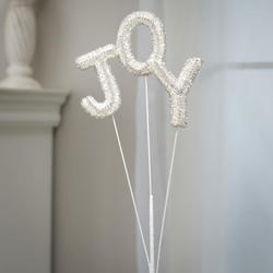 Silver and White "J-O-Y" Floral Spray