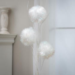 White Iridescent Pom Pom Snowball Floral Spray