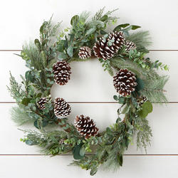 Frosted Artificial Eucalyptus and Pine Wreath