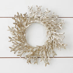 Platinum Glittered Artificial Staghorn Fern Wreath